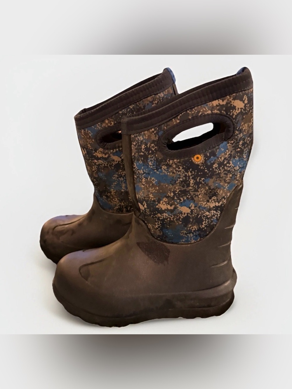 Bogs Kids Neo Classic Blue Micro Camo Insulated Rain Boot, Sz 11!